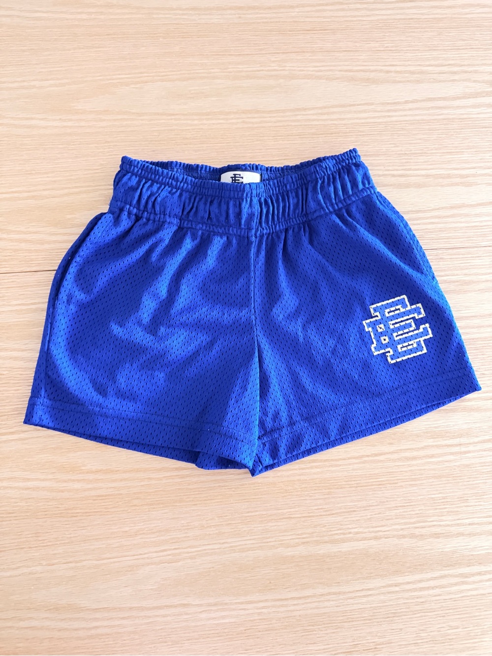 Eric Emanuel Kids Royal Blue Mesh Shorts with White Logo